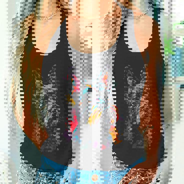 スコティッシュ・テリア 犬 グラフィック ペット アートワーク スコティッシュ・テリア タンクトップ