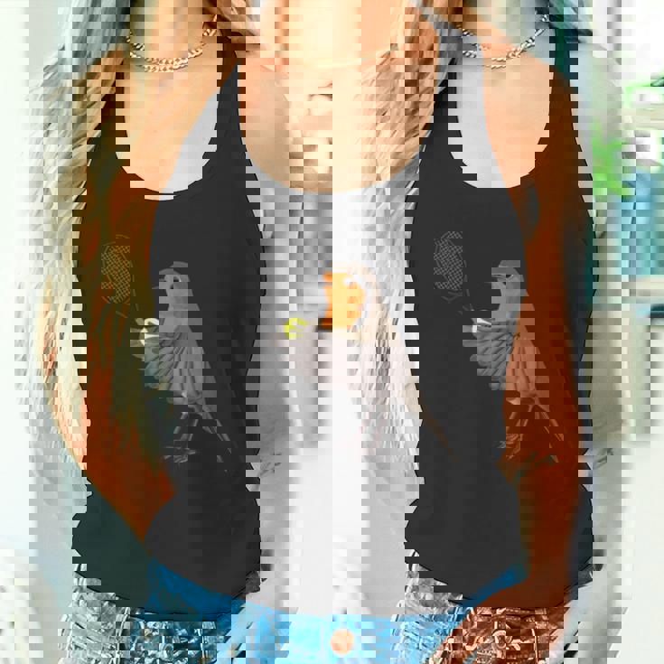 テニス ヨーロッパコマドリ 鳥 動物 図 バードウォッチング 贈り物 鳥類学者 生物学者 自然科学 タンクトップ