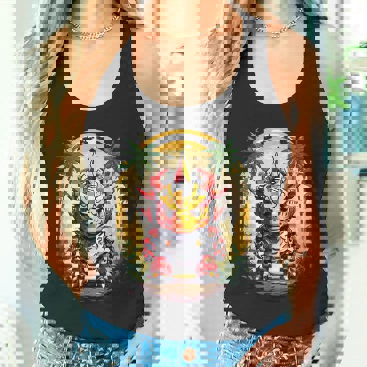 トリケラトプス恐竜ロボット トリケラトプスのマッチングデザイン タンクトップ