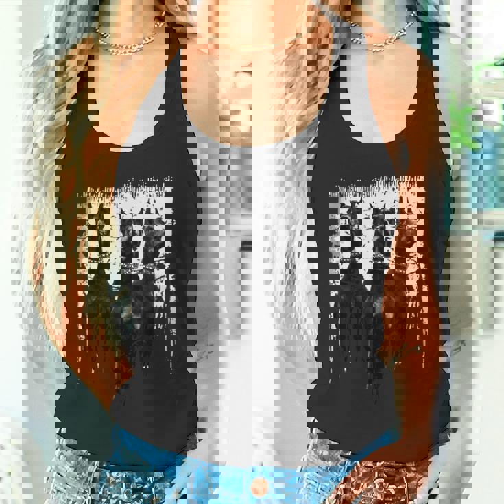 ドーベルマン・ピンシャー 黒と白の犬の恋人 タンクトップ