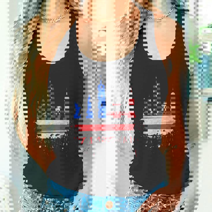 ニューヨーク・スカイライン 星条旗 アメリカ国旗アート Love Ny タンクトップ