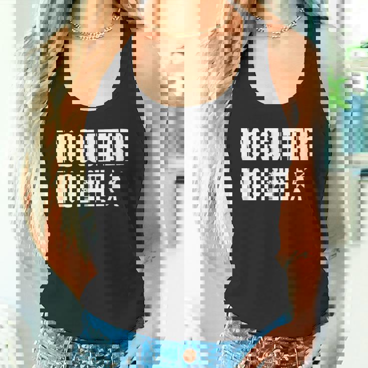 ノーギターノーライフ ギター好き ギター エレキギター ポップ音楽 ロック音楽 軽音部 バンド タンクトップ