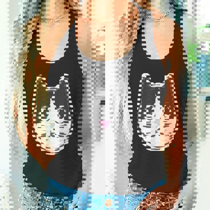 ハチワレ《ふぇいす》ねこ 猫【どうぶつフレンズ】シンプル 顔 ゆるくて かわいい 動物 イラスト タンクトップ