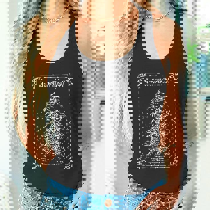 ハヌマーン ・ サック ・ ヤント 猿の神ハヌマーンは、神話上のライオン、プラヤー・シングに乗りながら歌を歌います タンクトップ