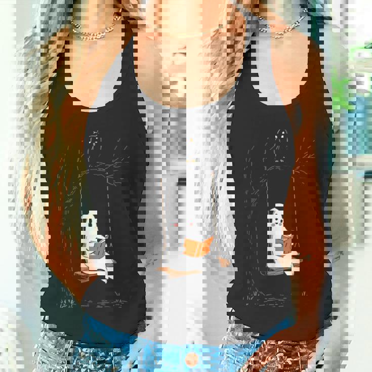 ハロウィン おばけ 読書 かわいい マジカル 本 恋人 本の虫 タンクトップ