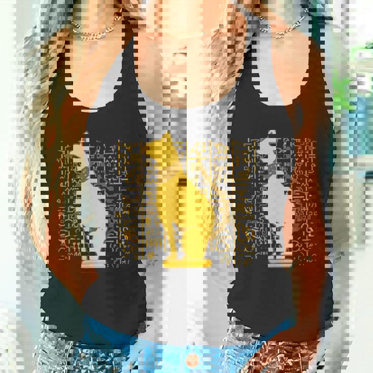 バステット 古代エジプト 猫 神 ヒエログリフ グラフィックアート 恋人 タンクトップ