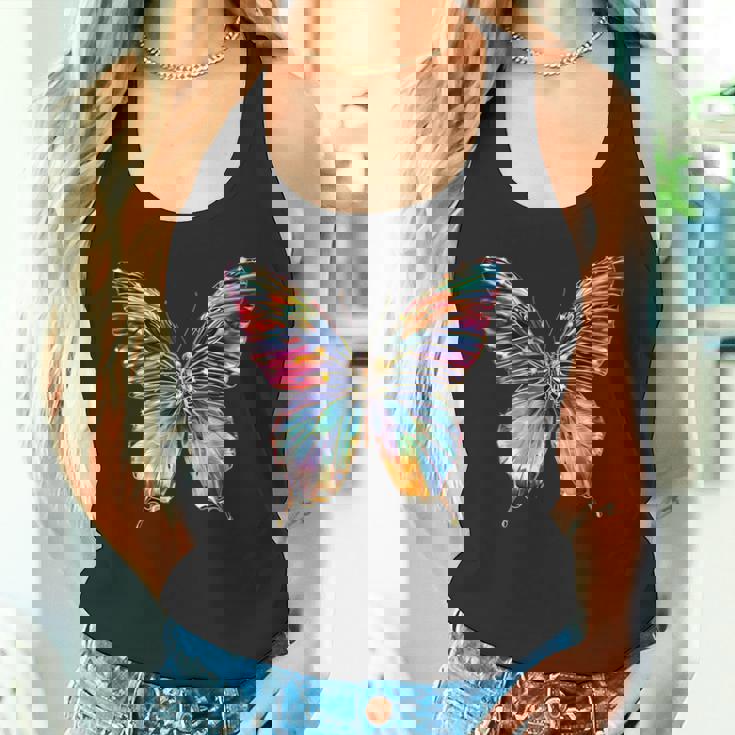 バタフライ カラフルな羽 バタフライ 蝶 タンクトップ