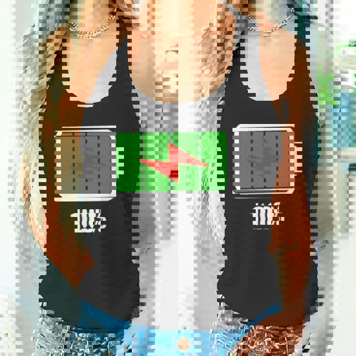 バッテリー100シャツ残量バッテリーフルパワーバッテリーフル。 長袖tシャツ タンクトップ