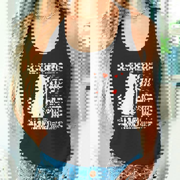 パーソナライズドドッグネームダンテかわいい犬ペット愛好家 長袖tシャツ タンクトップ