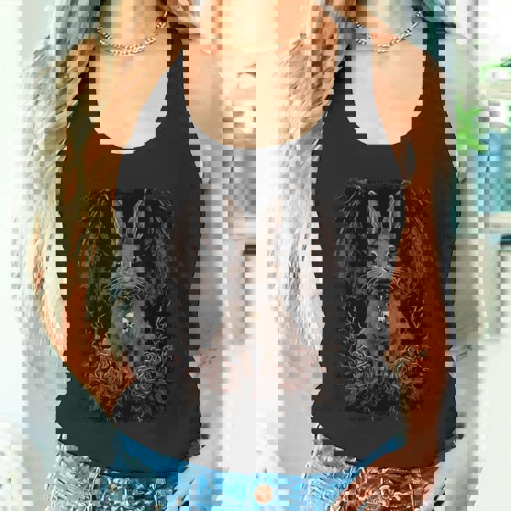 ファンタジーゴシックうさぎ 羽とドクロ タンクトップ