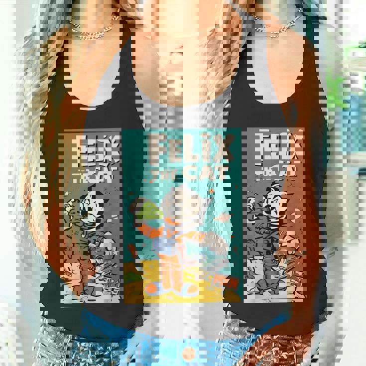 フェリックス・ザ・キャット・ムーン・ドリーマー レトロ1920年代天体アニメーション タンクトップ