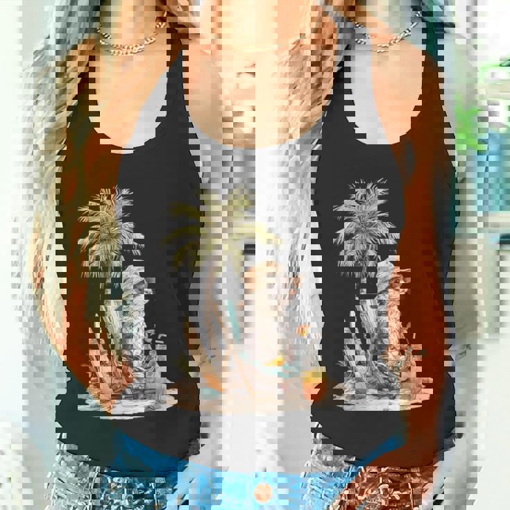 フェレット 果物 スキムボード ビーチツリー 動物 モチーフ フェレット タンクトップ