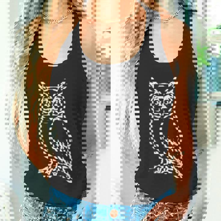 フクロウ ミニマリストバッジ パッチラインアート タンクトップ