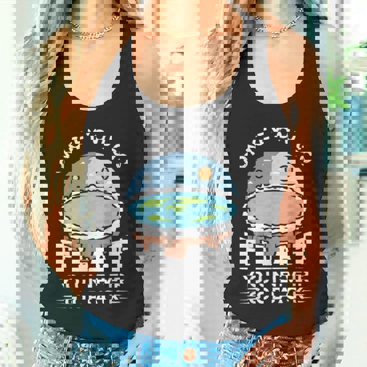 フラットアースデザインのアイデア 一度行けばフラット陰謀論 タンクトップ