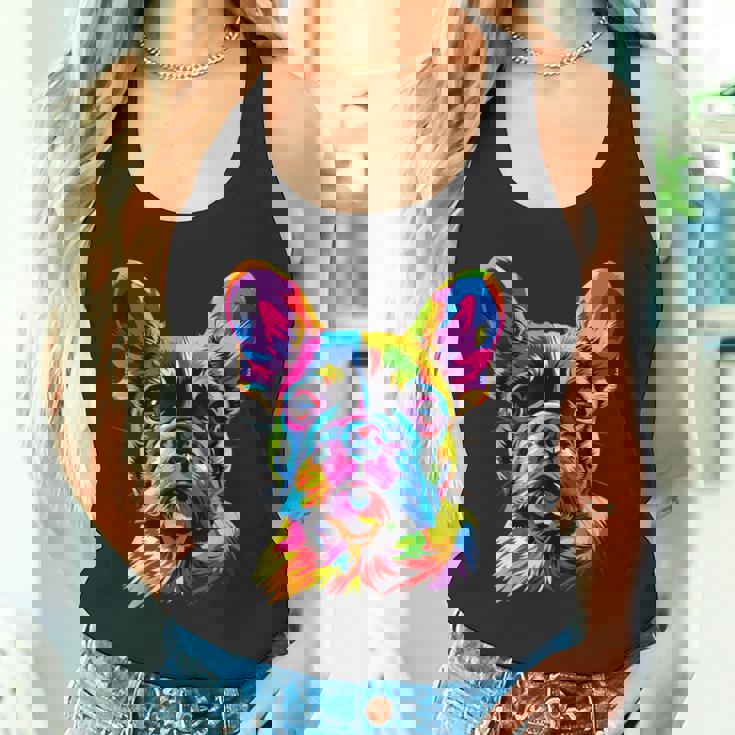 フレンチブルドッグ 犬 カラフル ポップアート レインボーカラー ブルドッグ タンクトップ