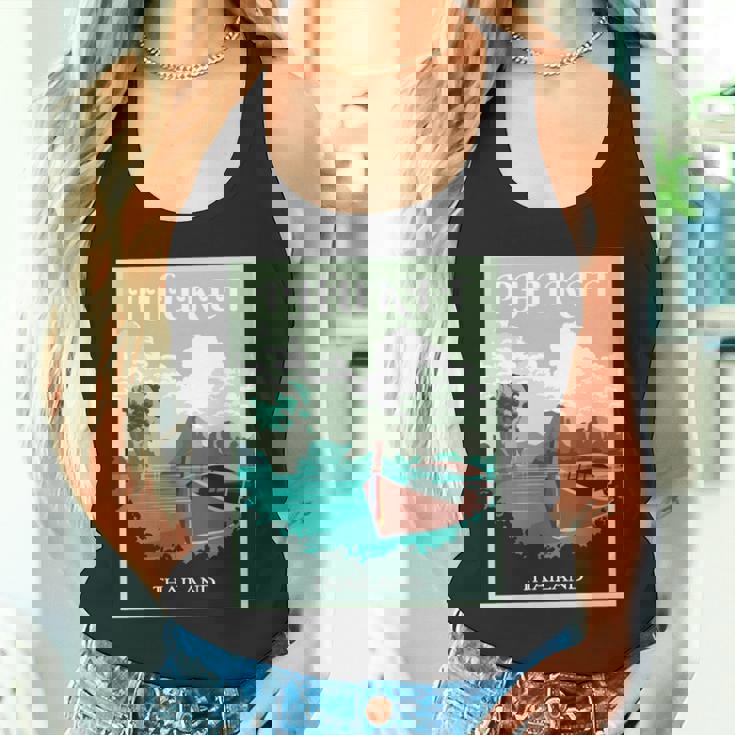 プーケット ロングテール ボート サムイ島 タイ 微笑みの国 バンコク お土産 旅行の贈り物 休暇 ビーチ パッタイ 長袖tシャツ タンクトップ