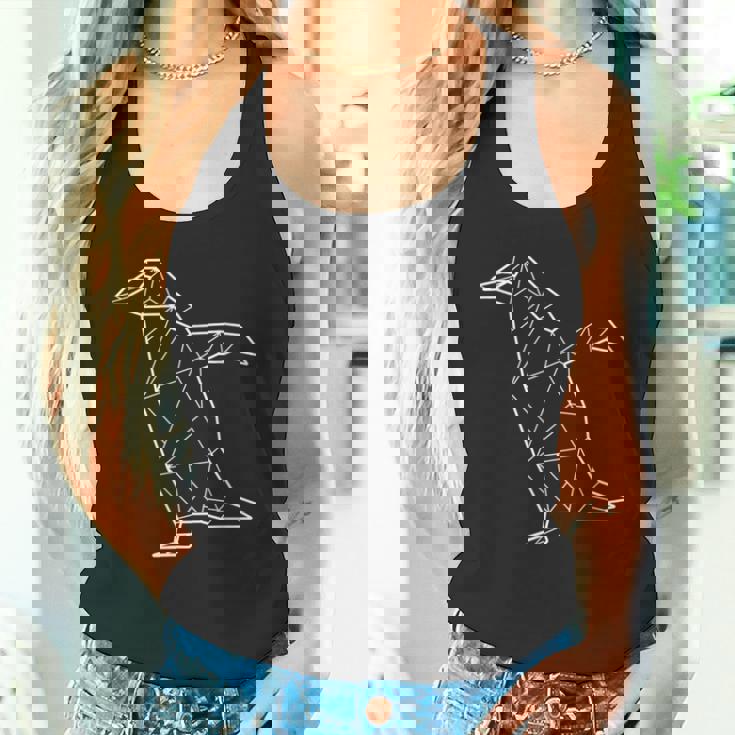 ペンギン 幾何学的 ミニマリスト 幾何学的 多角形 ラインアート タンクトップ