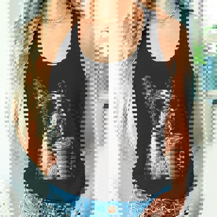 ボストンテリア ドリンク アイスコーヒー 面白い Bostie Dog Meme タンクトップ