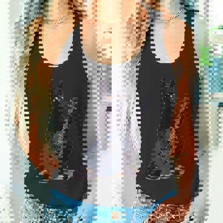 ミュージシャン黒猫ギタリストボンベイキャッツウィズギター タンクトップ