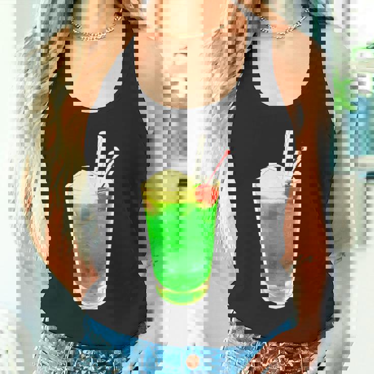 メロンソーダ／クリームソーダ（スイーツ ポップ）夏【サマータイム】昭和レトロ 80S かわいい デザイン タンクトップ