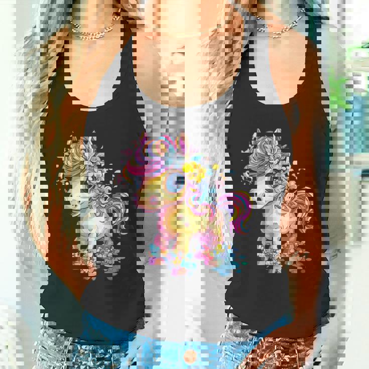 レインボーフラワーマジックのかわいいポニー。 タンクトップ