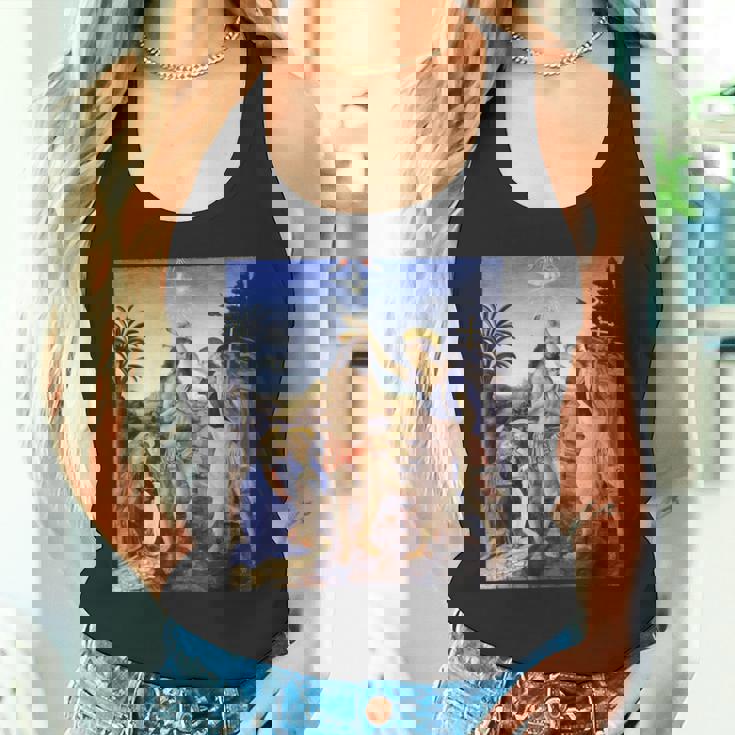 レオナルド ダヴィンチ 面白いtシャツ アート キリストの洗礼 聖書 絵画 メンズ 面白い 服 美術 ネタ タンクトップ