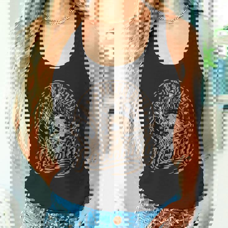 ロカビリーネバーダイスカルバーバーロッカー美容師 タンクトップ