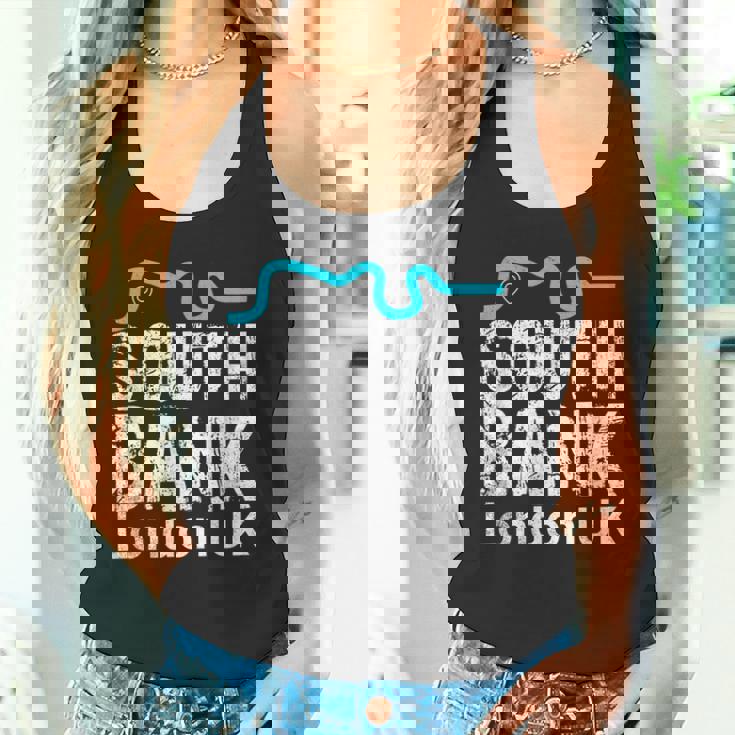 ロンドン、「サウスバンク」の「テムズ川」地図のロンドンお土産 タンクトップ