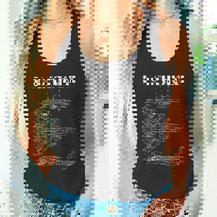 ヴィンテージ ホワイト F14 トムキャット 飛行機 スケマティック F-14 ジェット 長袖tシャツ タンクトップ