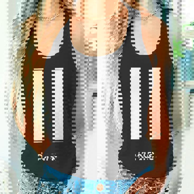 一時停止ボタン 長袖tシャツ タンクトップ