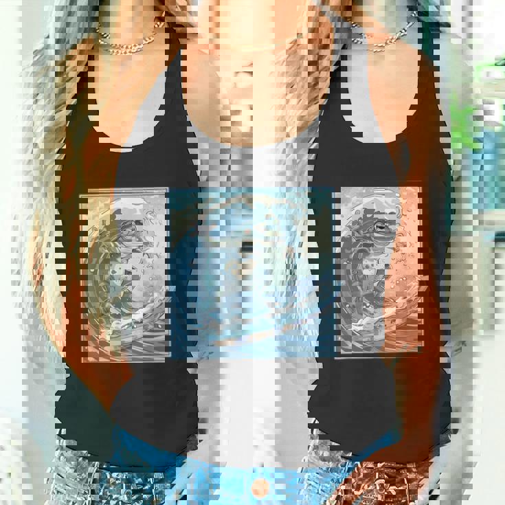 両生類サーファー 日本の波 アート サーフィン カエル タンクトップ