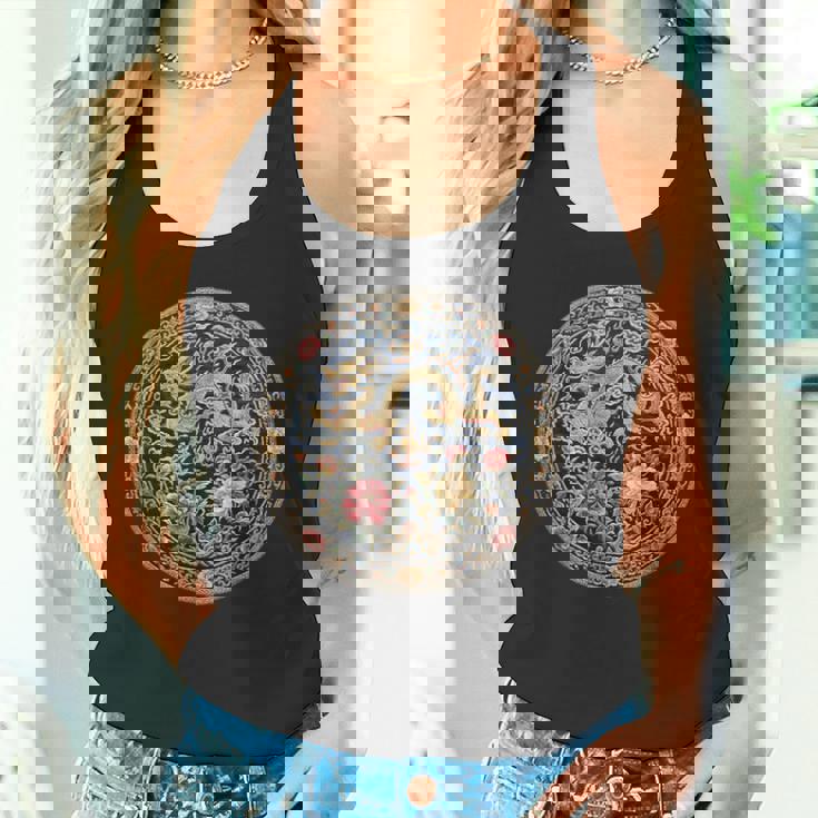 中国刺繍柄 龍 竜 ドラゴン 中国 清朝 ドラマ 牡丹 タンクトップ