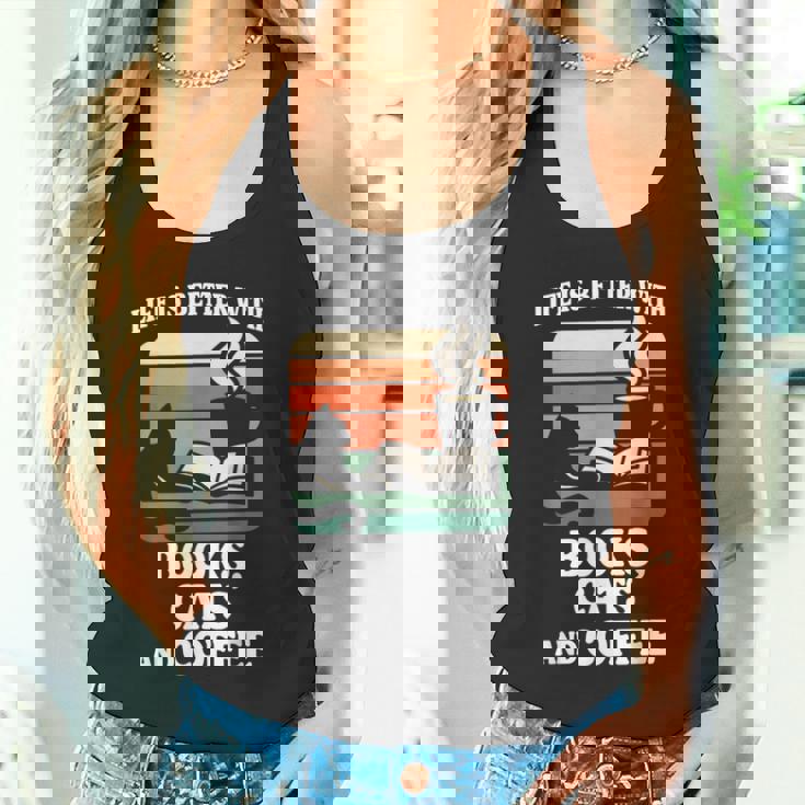 人生は本と猫と一緒に猫を読む カフェ 図書館 タンクトップ