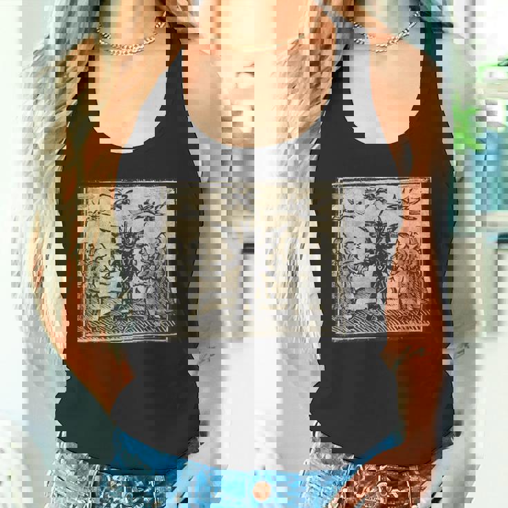 悪魔のオカルトの犠牲ゴスホラー 美的木版画 タンクトップ