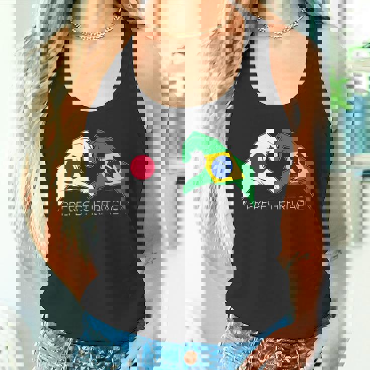 日本とブラジル ブラジル 日本人 パーフェクトヘリテージ ハート 長袖tシャツ タンクトップ