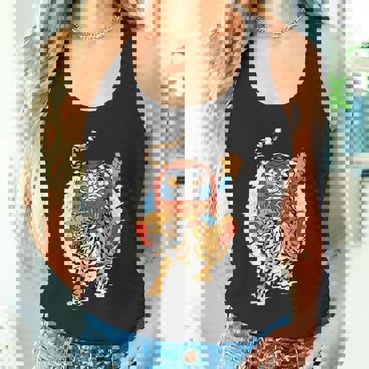 日本のトラ ラッキーだるま人形 日本の伝統 タンクトップ