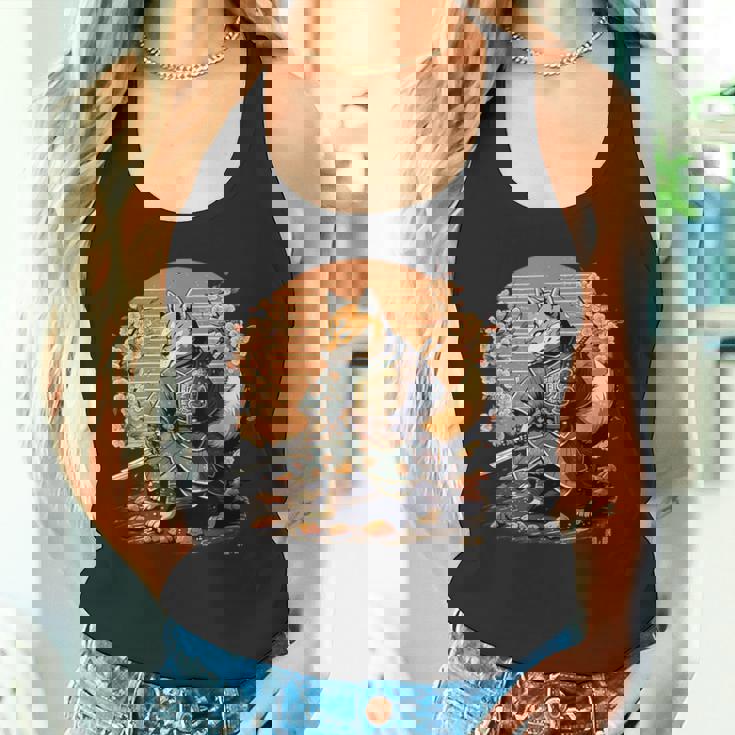 日本アート 柴犬 忍者 浮世絵 アニメ風 侍犬 タンクトップ