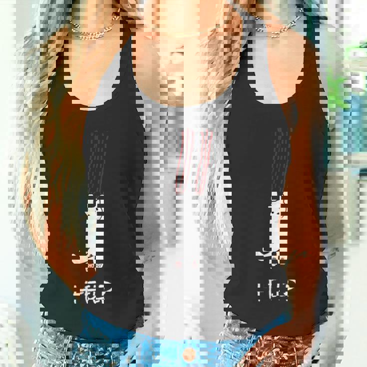 猫が助けを求めている、猫好きの方にオススメの面白いイラスト タンクトップ