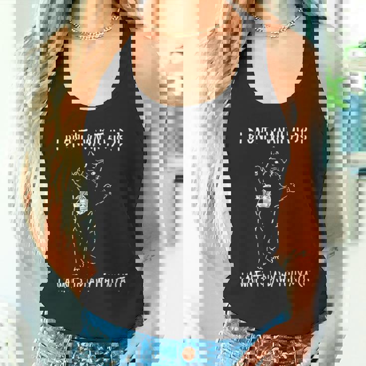 猫と遊びたい仕事はしたくない 面白いふれあい。 長袖tシャツ タンクトップ