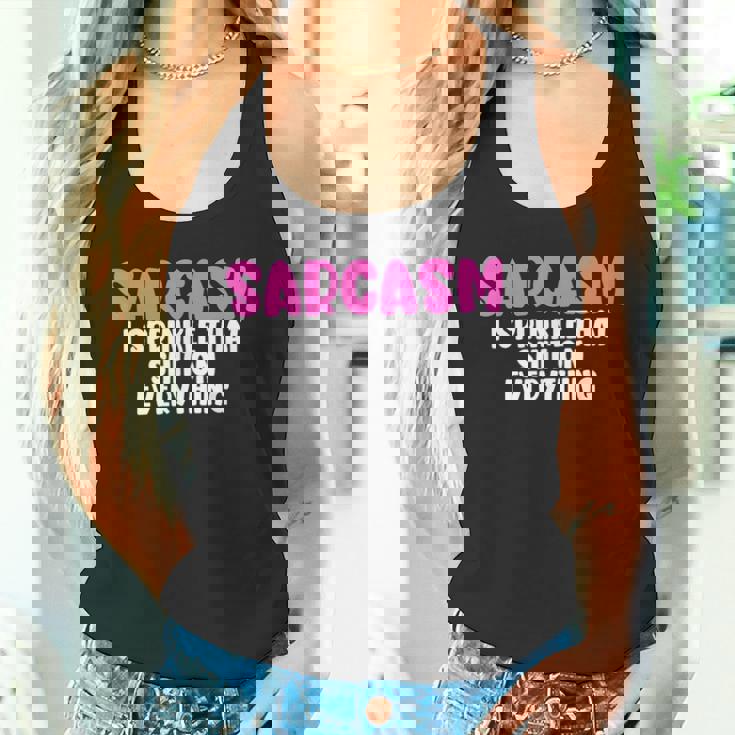 皮肉、何にでもクソをまき散らす面白いユーモア タンクトップ