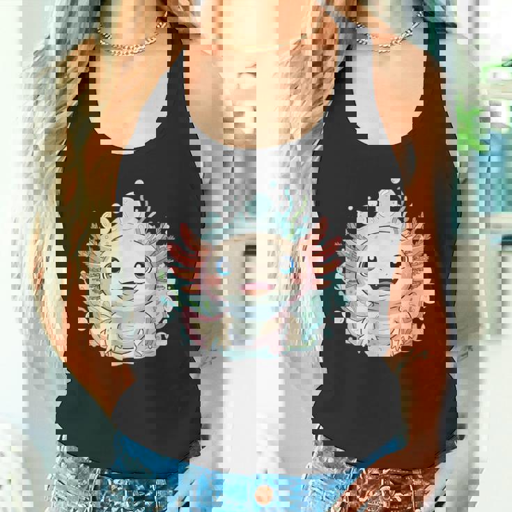 笑顔のaxolotl カワイイかわいい水中漫画 タンクトップ