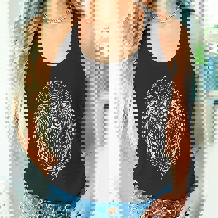 翼と月を持つ天使のシンボル神聖な神秘的な芸術 タンクトップ