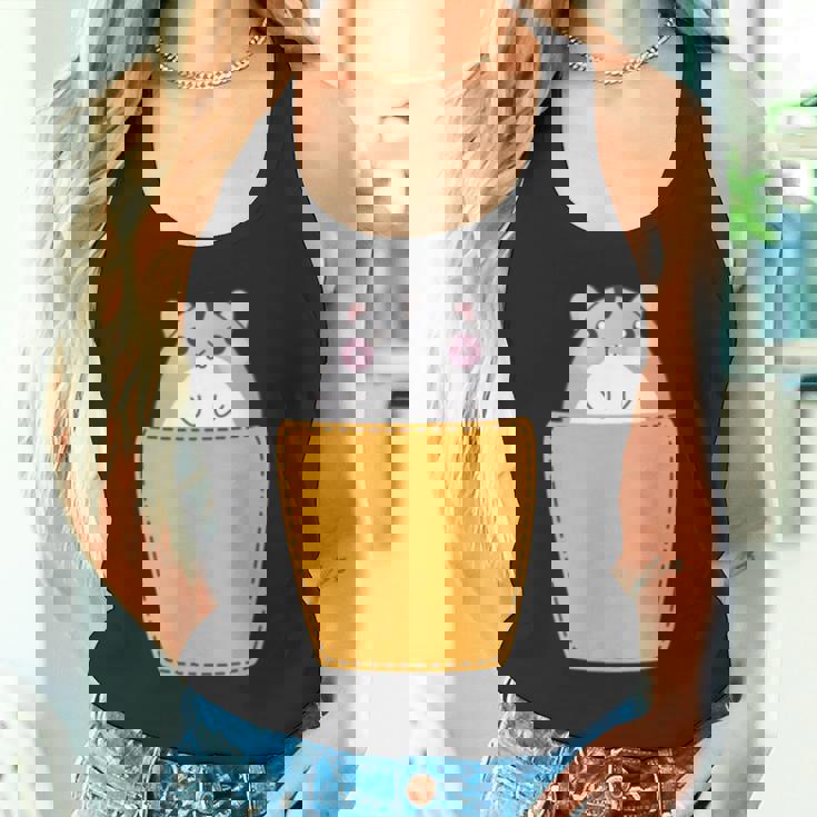 胸ポケットにハムスター 長袖tシャツ タンクトップ