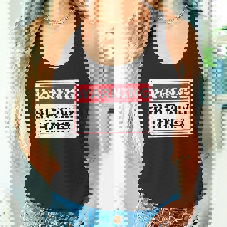 警告サイン Brutally Honest Unapologeically 面白いサイン タンクトップ