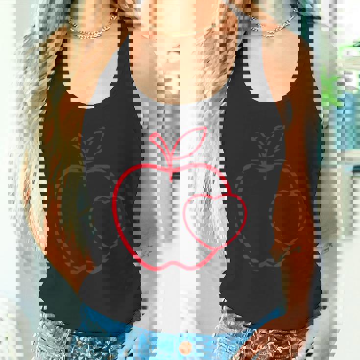 赤い りんご ハート ラインアート かわいい シンプル デザイン タンクトップ