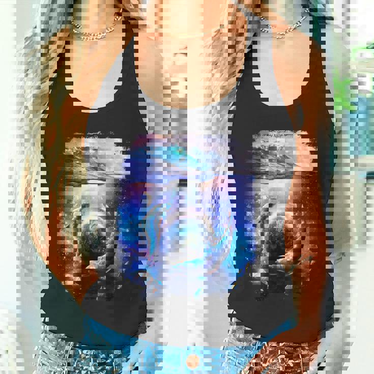 銀河 イルカ 宇宙 地球 海 タンクトップ