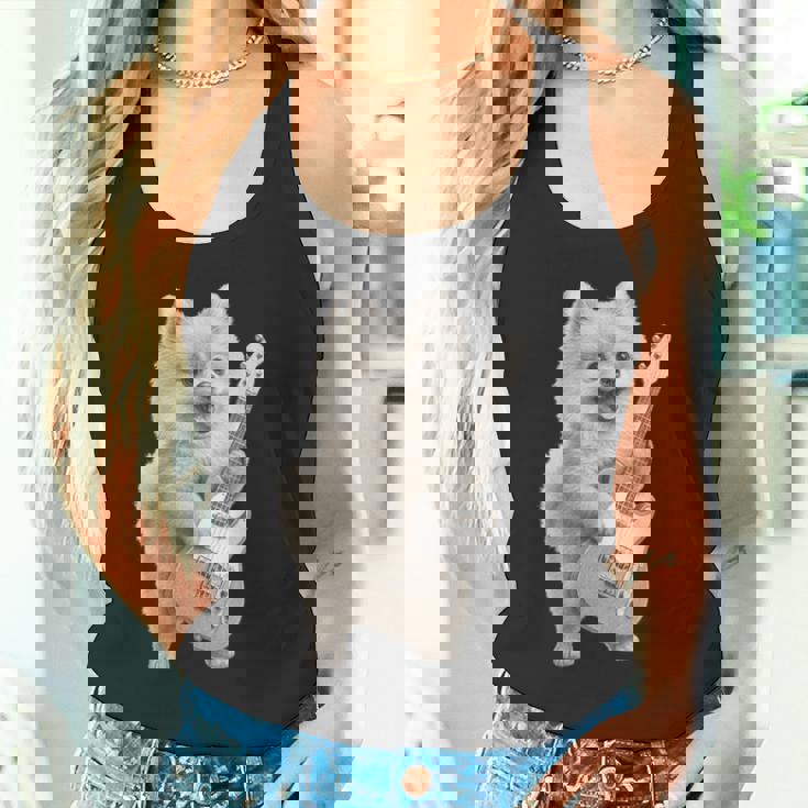 面白いtシャツ ポメラニアン 犬 ギター イヌ メンズ 犬好き グッズ かわいい おもしろ 面白い 服 ネタ 長袖tシャツ タンクトップ