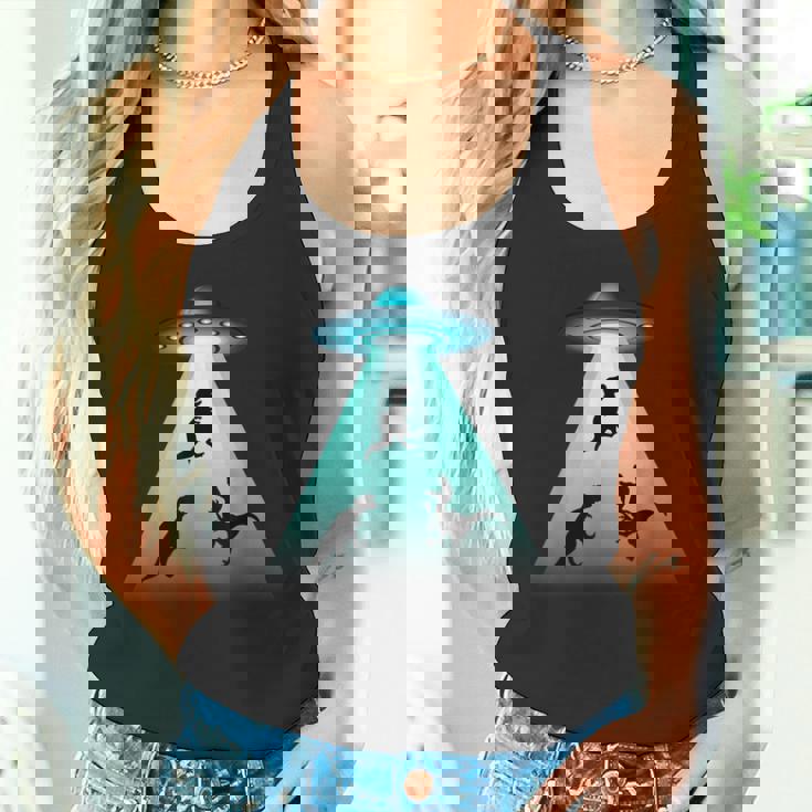 面白いヴィンテージエイリアン恐竜愛好家誘拐ギフト 大人キッズ タンクトップ