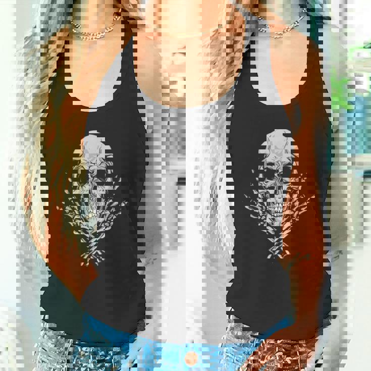 頭骨kull 髑髏 マノコルナ-クールな音楽スカルロッカーグリーティングスカル Zugaikotsu 頭蓋骨 タンクトップ