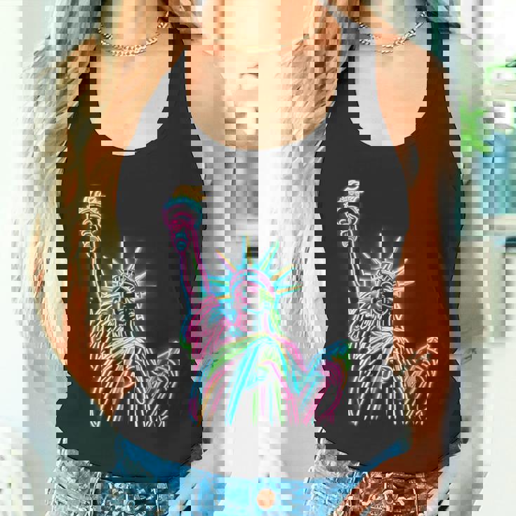 鮮やかな自由の女神tシャツ カラフルなアイコン タンクトップ